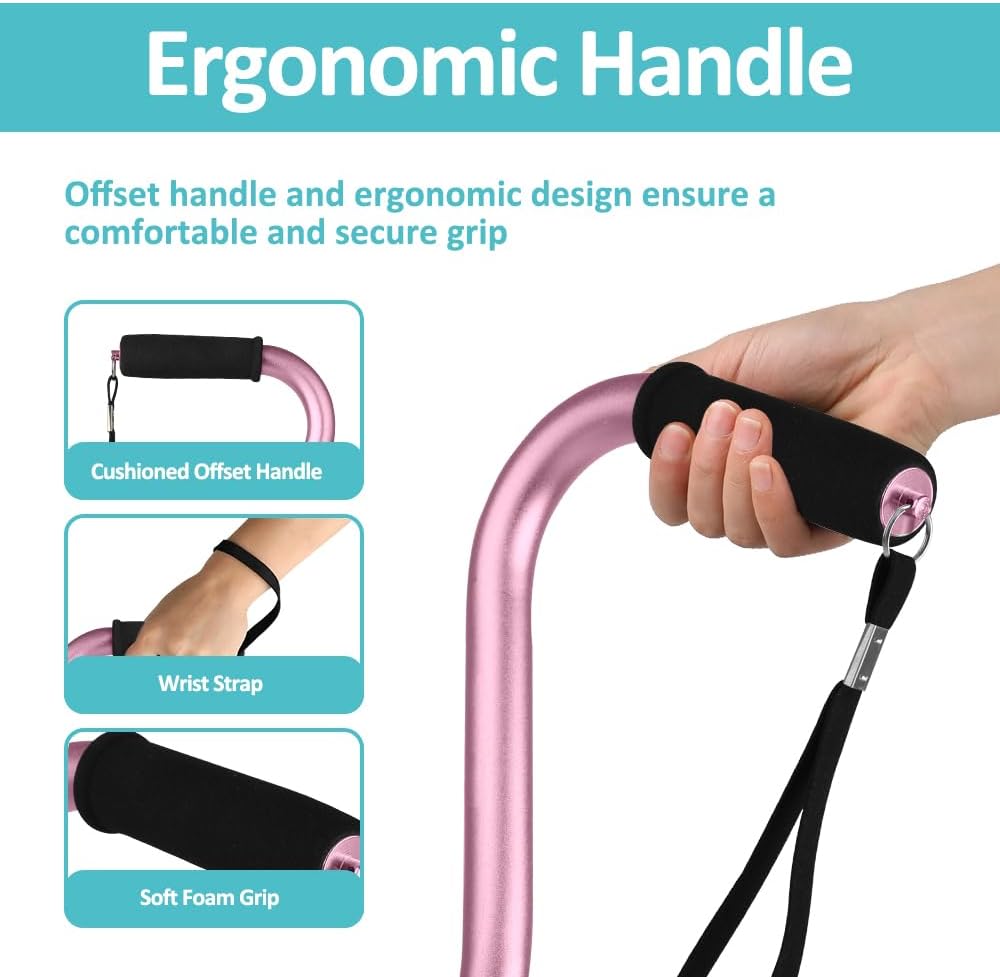 Quad Foot Walking Stick - Pink