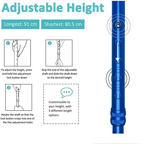 MobiliAid Smart Foldable Walking Stick with LED Light (Blue)