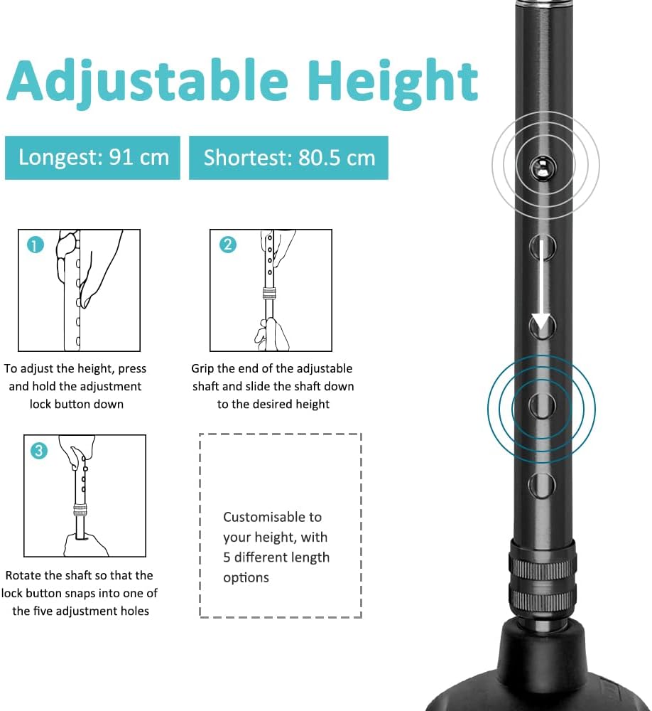 MobiliAid Luxury Foldable Walking Stick with genuine Wooden Handle (Black)