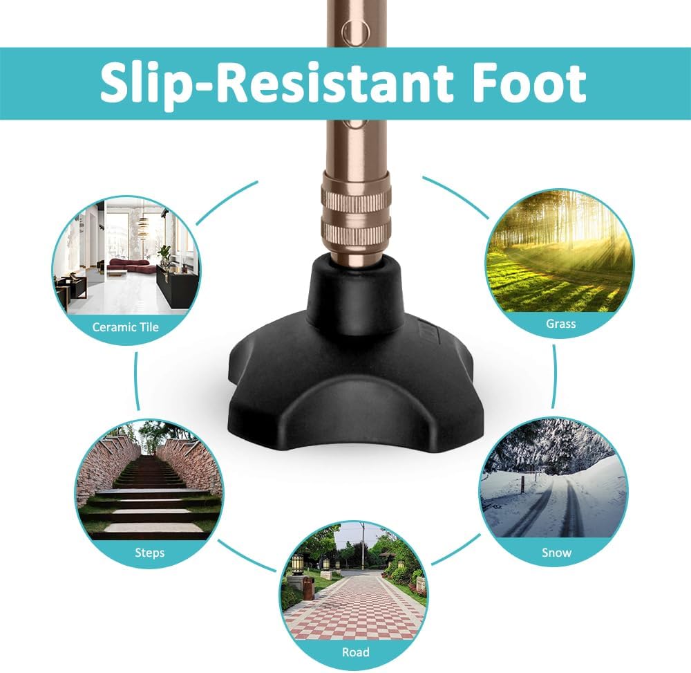 MobiliAid Luxury Foldable Walking Stick with genuine Wooden Handle (Bronze)