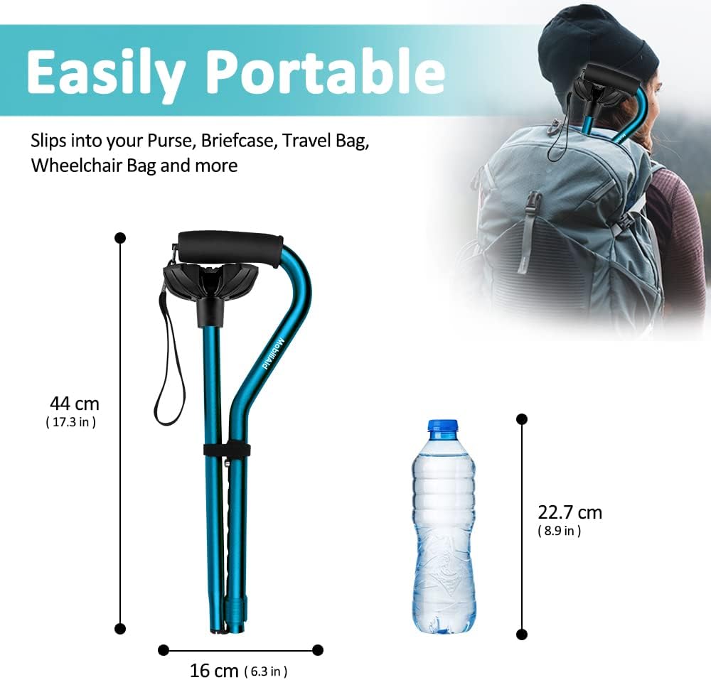 MobiliAid Ergonomic Offset Walking Stick – Blue
