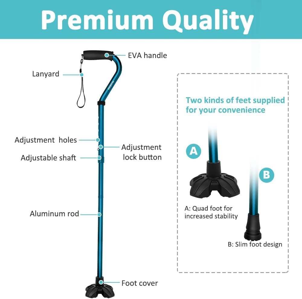 MobiliAid Ergonomic Offset Walking Stick – Blue