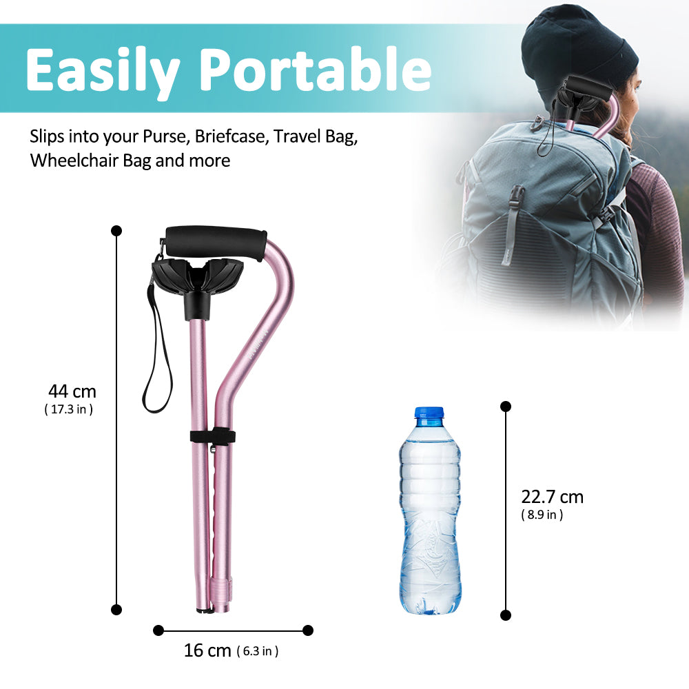 MobiliAid Ergonomic Offset Walking Stick – Pink
