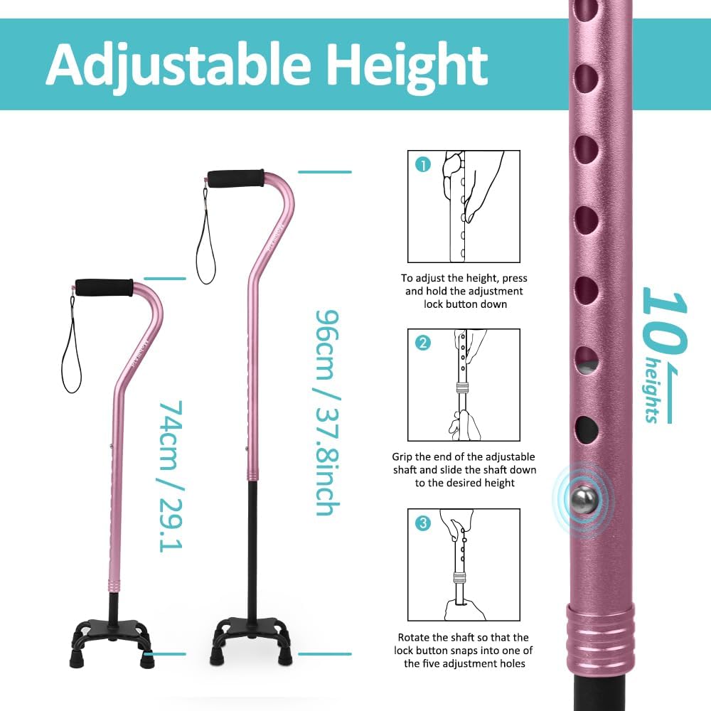 Quad Foot Walking Stick - Pink