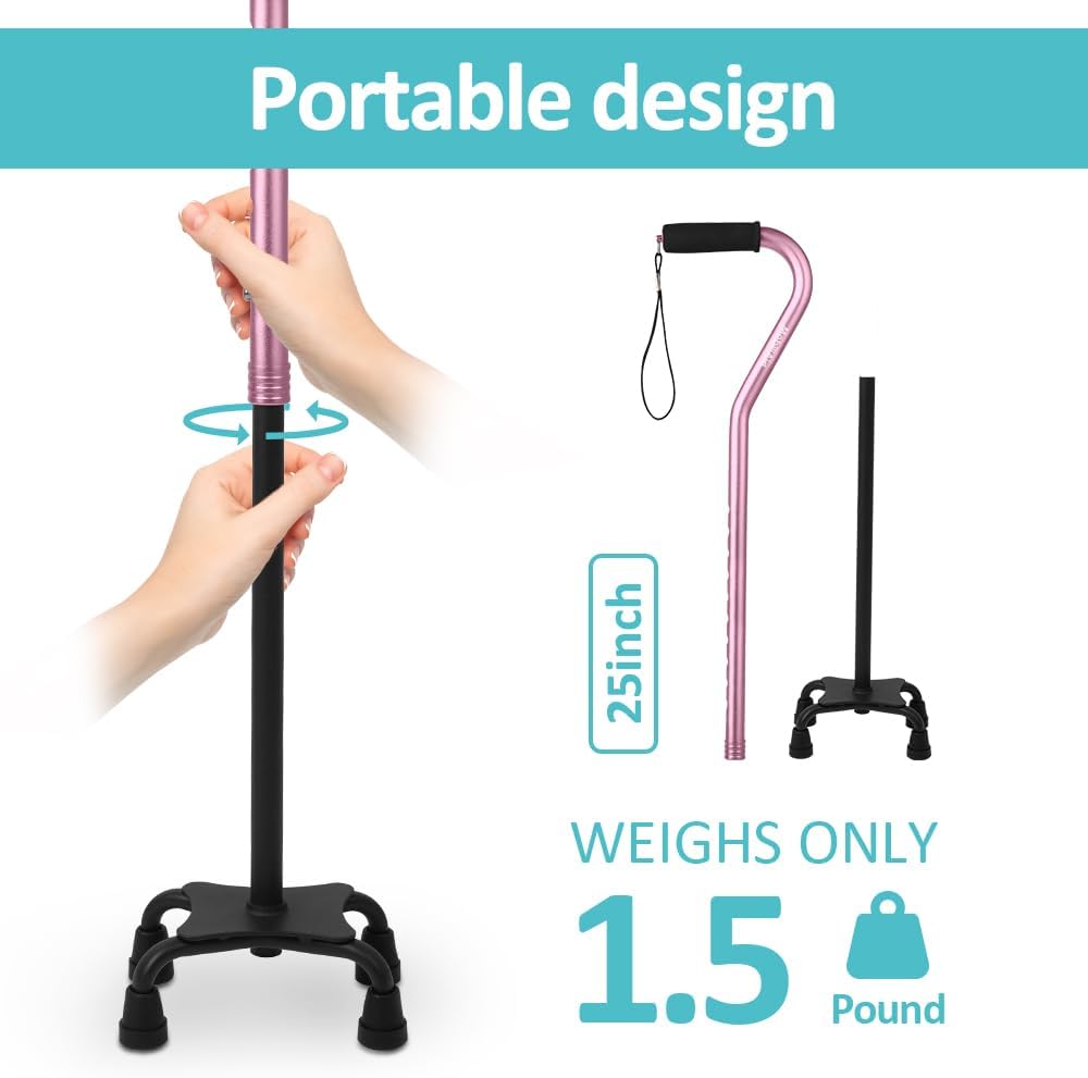 Quad Foot Walking Stick - Pink