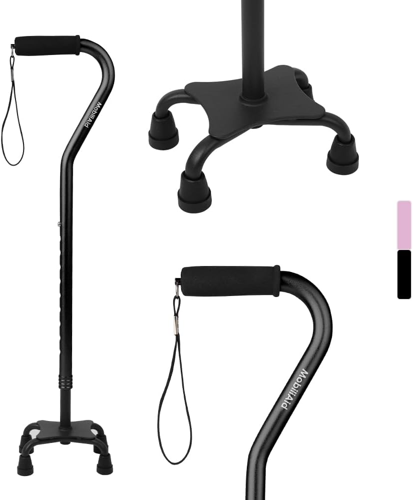 Quad Foot Walking Stick - Black