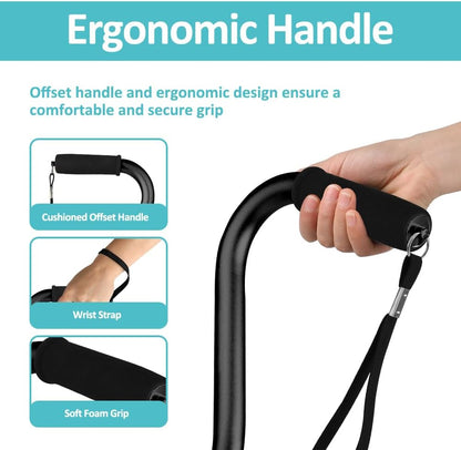 Quad Foot Walking Stick - Black