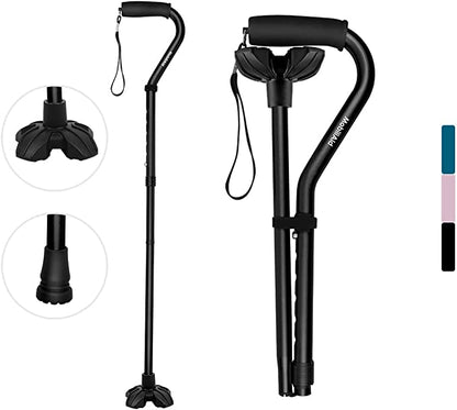 MobiliAid Ergonomic Offset Walking Stick – Black
