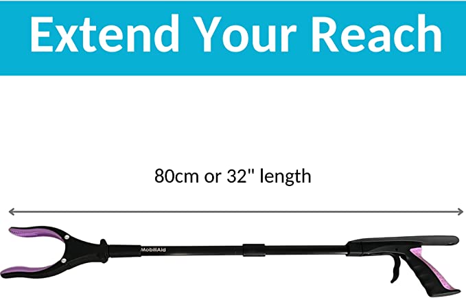 MobiliAid Multipurpose Grabber Reacher Tool with built-in LED Light and Shoe Horn