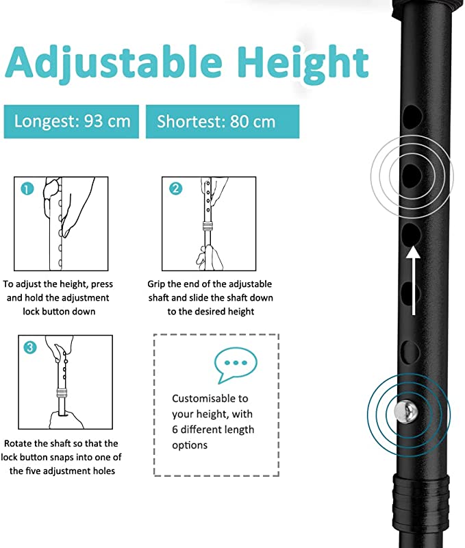 MobiliAid Ergonomic Offset Walking Stick – Black