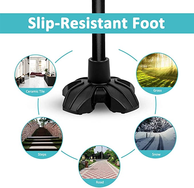 MobiliAid Ergonomic Offset Walking Stick – Black