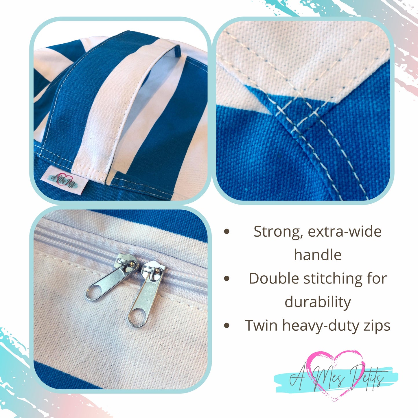 Sensory Bean Bag - Blue Striped, Round
