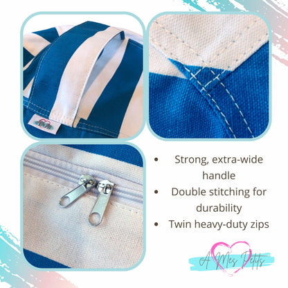 Sensory Bean Bag - Blue Striped, Round