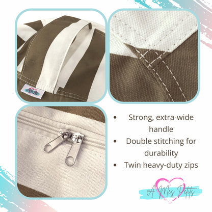 Sensory Bean Bag - Taupe Striped, Round