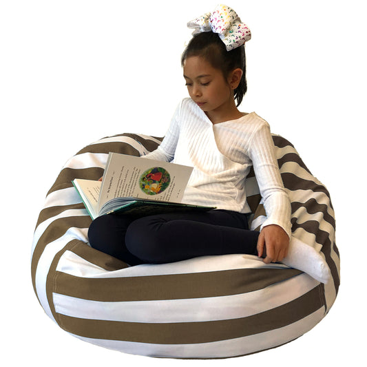 Sensory Bean Bag - Taupe Striped, Round