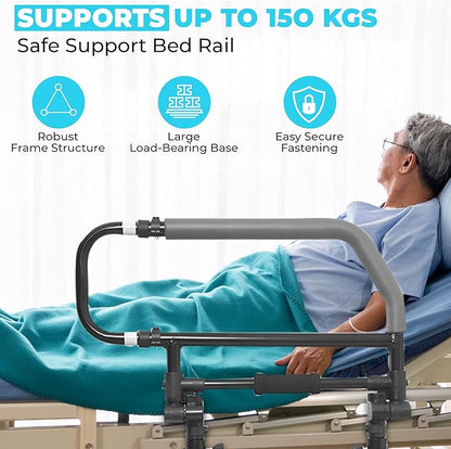 Heavy Duty Bed Rail with Foldable Support Handle and Adjustable Legs