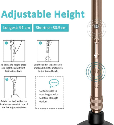 MobiliAid Luxury Foldable Walking Stick with genuine Wooden Handle (Bronze)