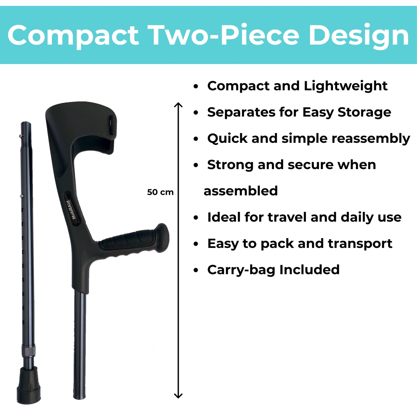 MobiliAid Forearm Crutches for Adults (Pair)