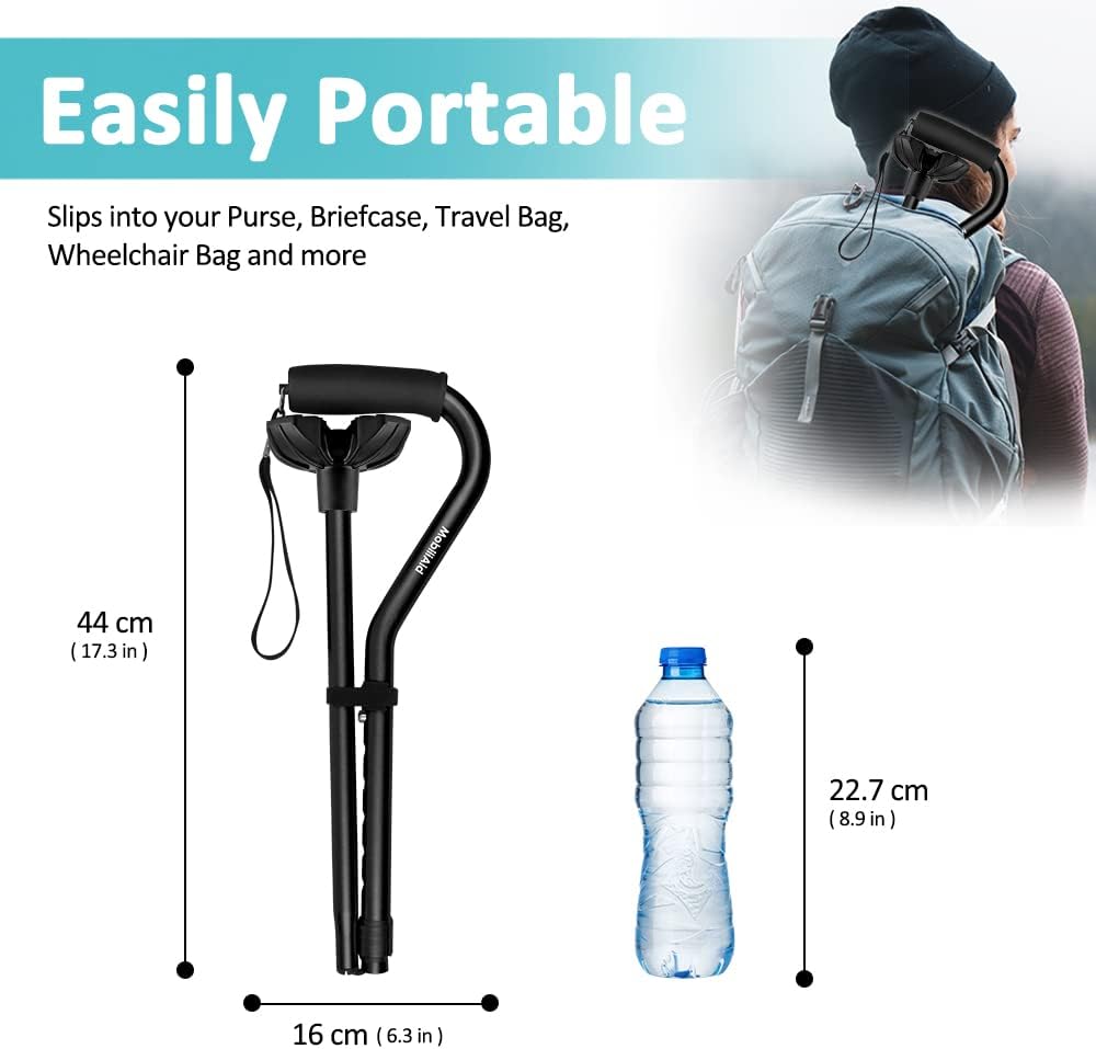 MobiliAid Ergonomic Offset Walking Stick – Black