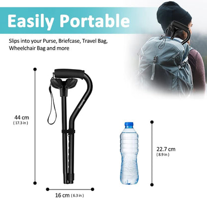 MobiliAid Ergonomic Offset Walking Stick – Black