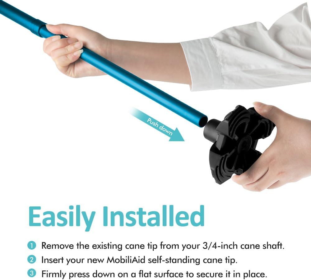 Walking Stick Replacement Quad Foot, for any 3/4 inch cane or crutch.