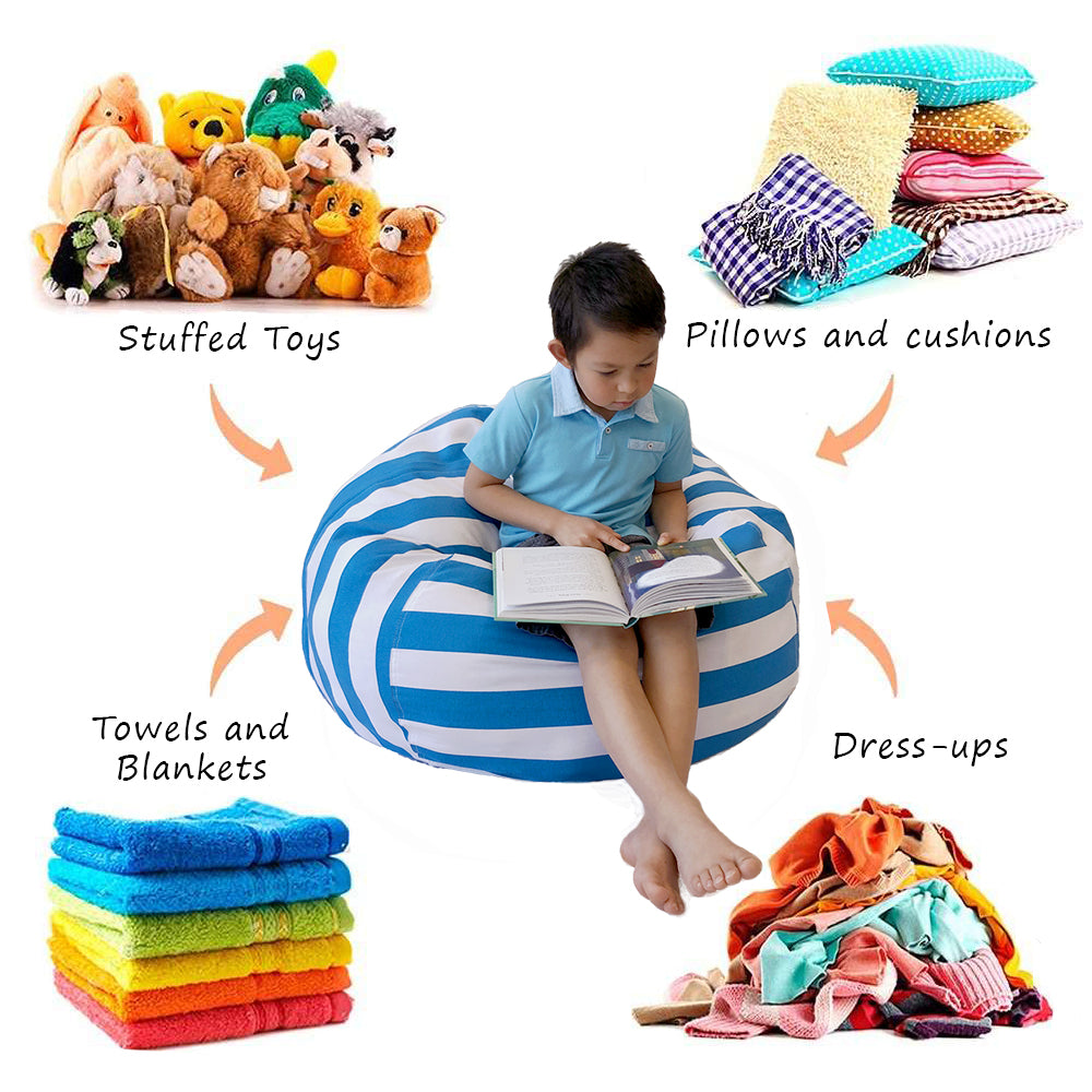 Sensory Bean Bag - Blue Striped, Round