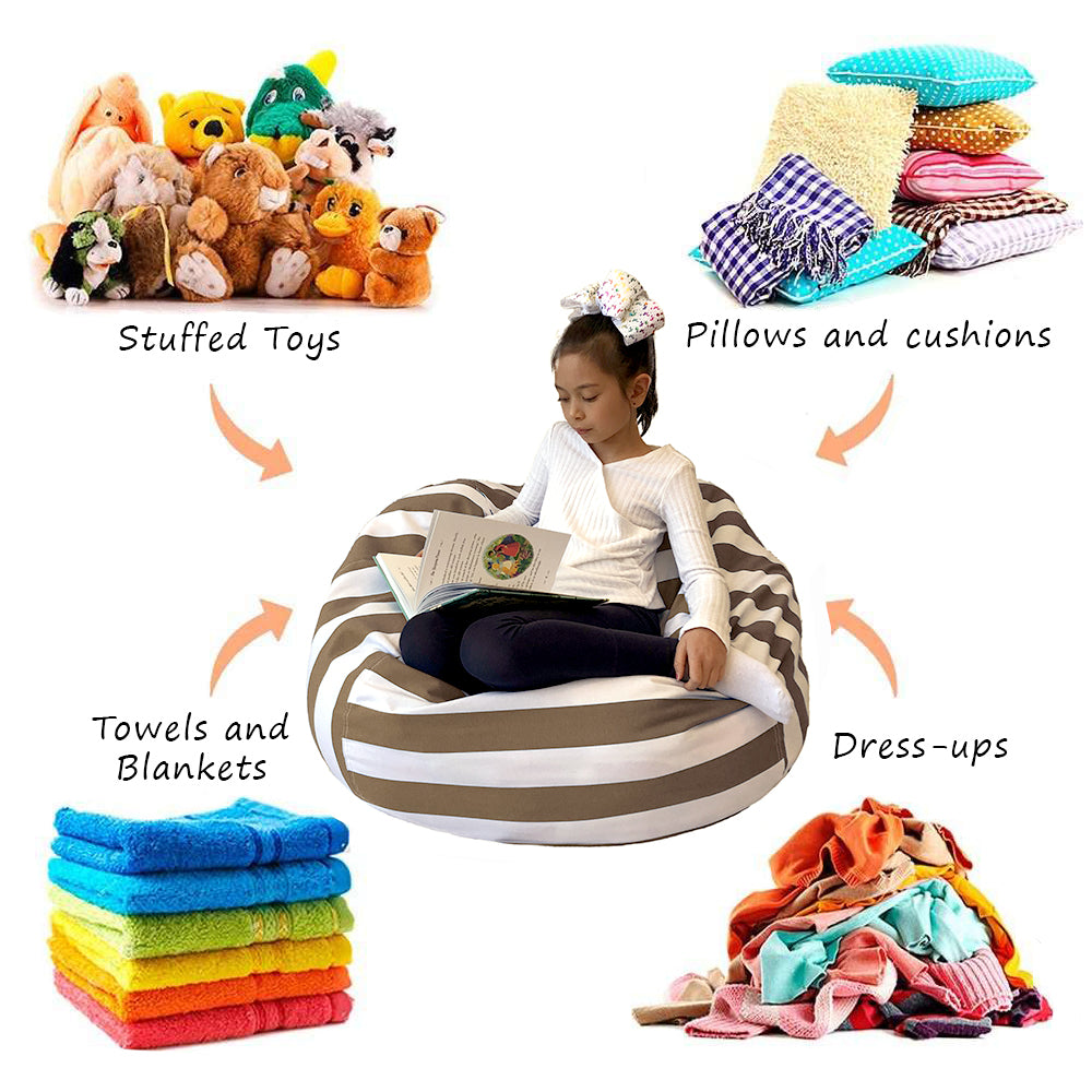 Sensory Bean Bag - Taupe Striped, Round